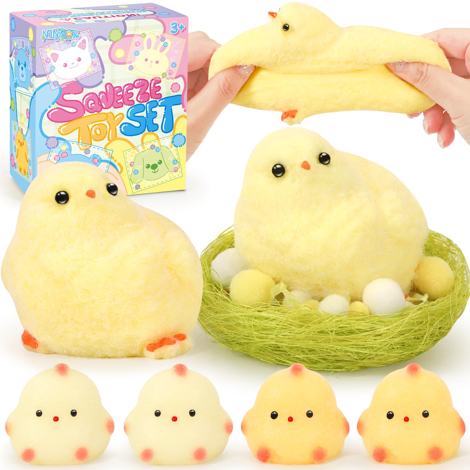 Photo 1 of NINAOR Squishy Fidget Toys, 6Pcs Squeeze Soft Cute Stuff Chicken Sensory Toys for Kids Stress Relief Gifts, Birthday Party Favors Desk Classroom Decor Goodie Bags Stocking Stuffers