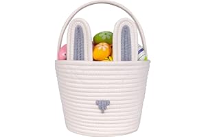 CubesLand Easter Baskets Easter Egg Hunt Baskets for Kids, Cute Bunny Gift Basket for Baby Easter Decorations Party Supplies Grey White 9.8 x 7.8 x 7.8”