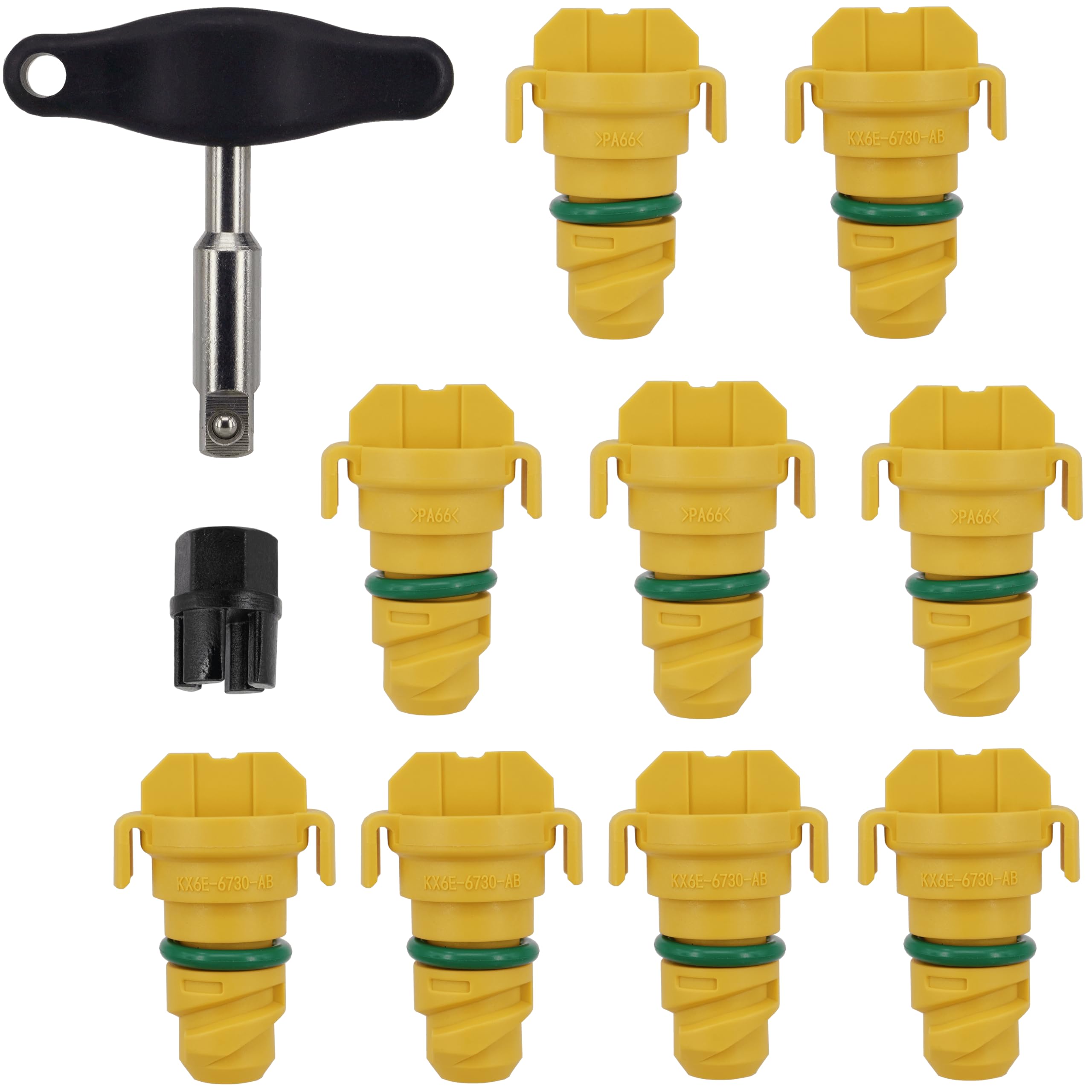 View 1 of 11 Pack Oil Drain Plug Fit for 2011-2024 Ford F-150 F150 Mustang Bronco Edge Explorer Lincoln Aviator MKZ KX6Z-6730-B KX6Z6730B FT4Z-6730-A BC3Z-6730-A BC3Z-6730-B FT4Z6730A with Removal Tool