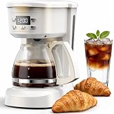 Kozeewarm Coffee Maker, 5 Cup Programmable Drip Coffee Machine-White | 20 Hours Timer, 2 Hours Keep Warm, Compatible with Ground&amp;Tea Leaves,Portable Small Cafetera for Home Office Travel Camping