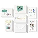 Inspirational Quote Cards - Inspiring Motivational Cards - 6 Unique Designs - Bulk Box Set - Includes 48 Cards with Envelopes - 4 x 6 Inches