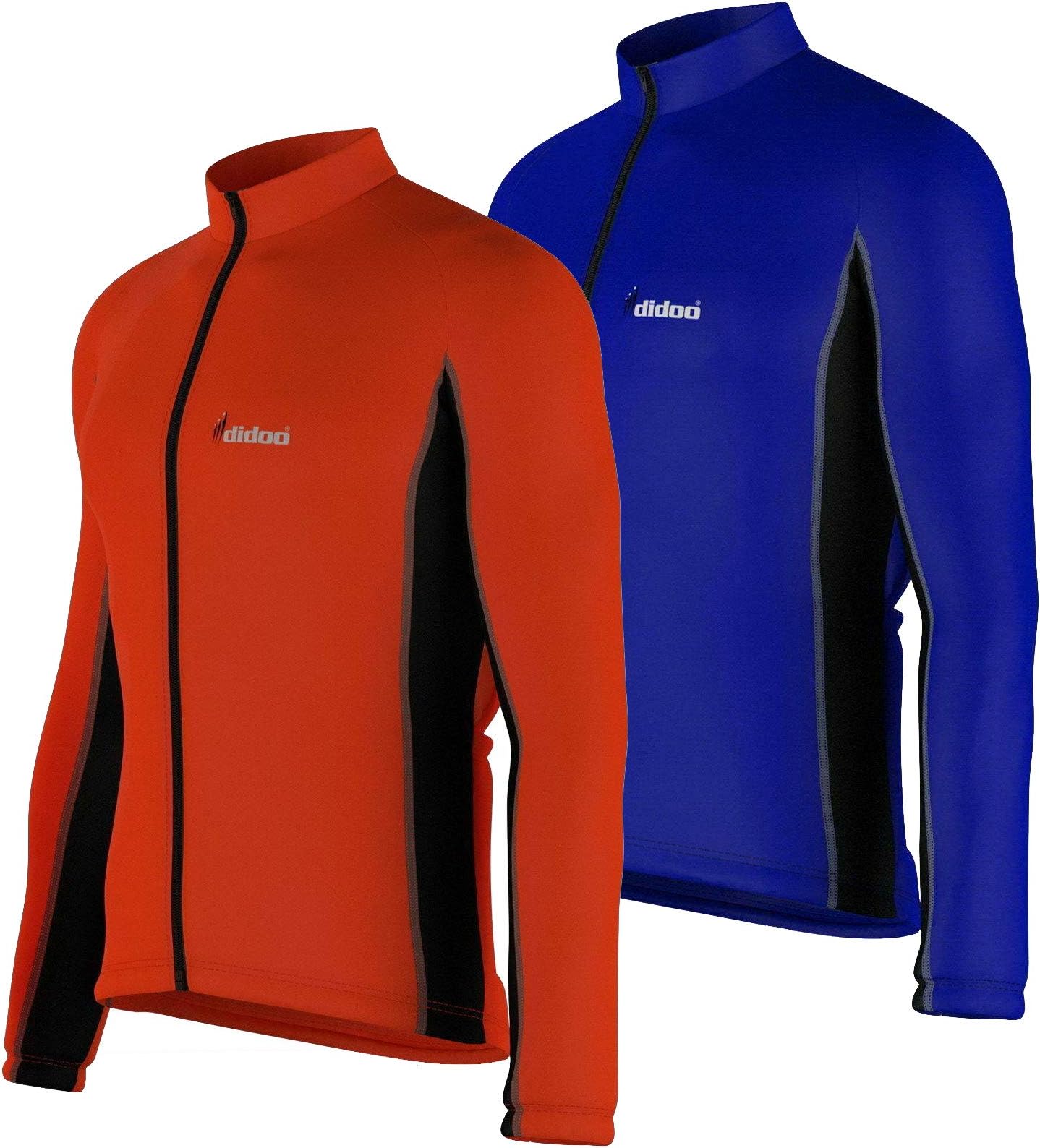 Didoo Cycling Jersey Full Sleeve Mens Running Top Full Zipper Lightweight Breathable High visible Bicycle Jacket MTB Bike Racing Sports Wear