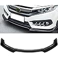 cciyu 3pcs Front Lip Splitter Bumper PP Repacement for 2016-2019 for Honda Civic Hatchback Trim Protection Splitter Spoiler
