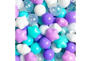 LOVGRILS Star Ball Pit Balls 200 Count for Kids Ball Pit, Plastic Star Balls for Ball Pit, BPA Free Soft Star & Round Shaped Balls 2.2" Pool Balls for Swim Toys Playhouse Birthday Party Dog, Pit Star Balls