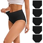 INNERSY Women's High Waisted Underwear Cotton Panties Regular & Plus Size 5-Pack
