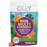 OLLY Kids Multivitamin & Probiotic Gummy, Digestive Support, Vitamins A, D, C, E, B, Zinc, Chewable Supplement, Berry Flavor, 60 day supply - 120 Count