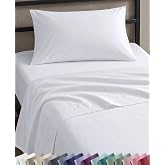 Soft Natural 100% Cotton Sateen Twin XL Sheets, 3 Pc Set, Bright White | Backed by Good Housekeeping Seal, Light &amp; Breathable For Hot Sleepers, All-Around Elastic, Durable, Easy Care