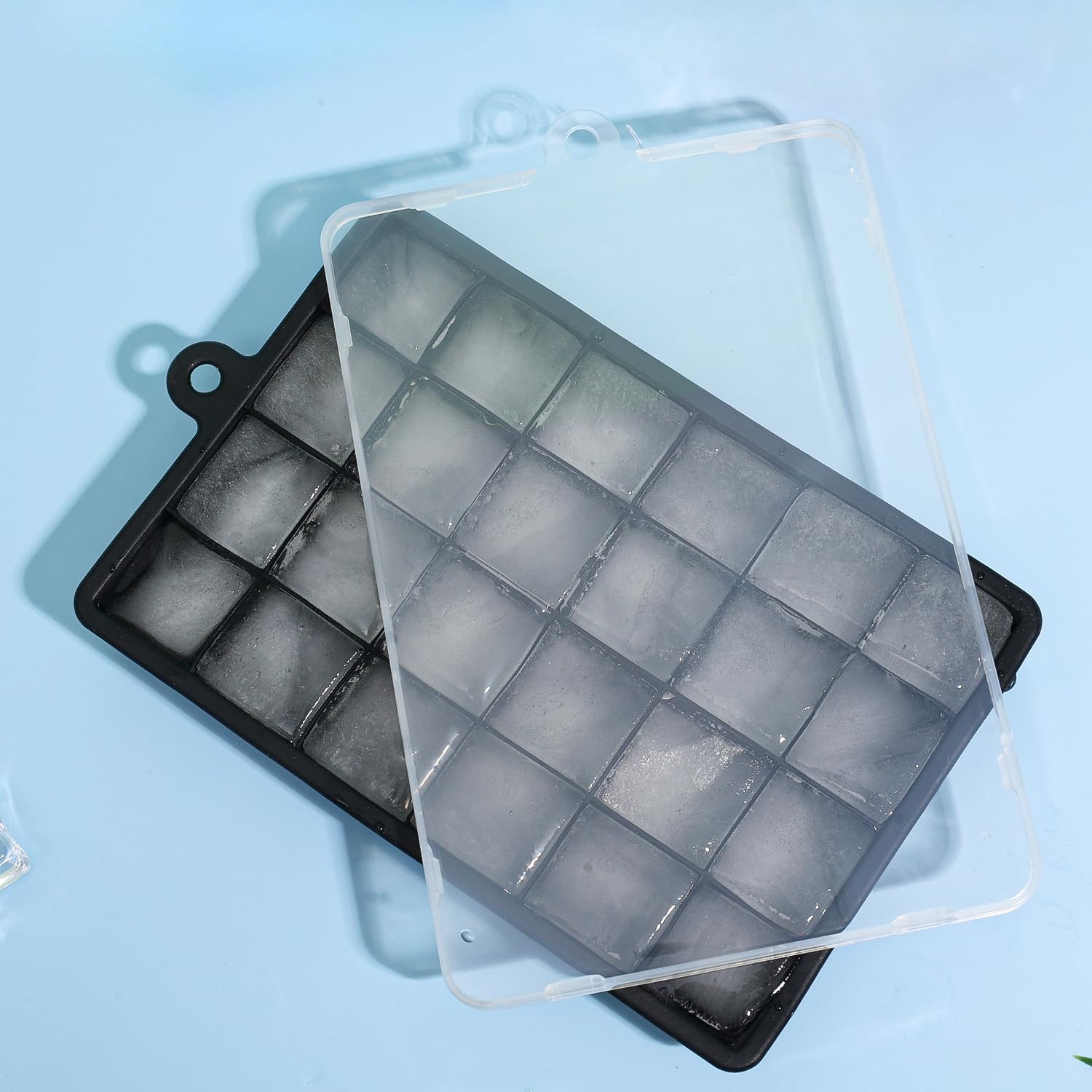 Photo 1 of 1 Piece 24 Grid Silicone Ice Cube Mold with Lid Rectangle Ices Block Making Tray Kitchen DIY Tools 18.5 * 11.9 * 2.4cm
