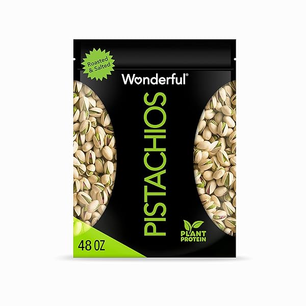 WONDERFUL PISTACHIOS IN SHELL, ROASTED & SALTED NUTS, 48 OUNCE RESEALABLE BAG, SHELLED PROTEIN SNACKS, BULK SNACKS, HEALTHY SNACKS FOR ADULTS