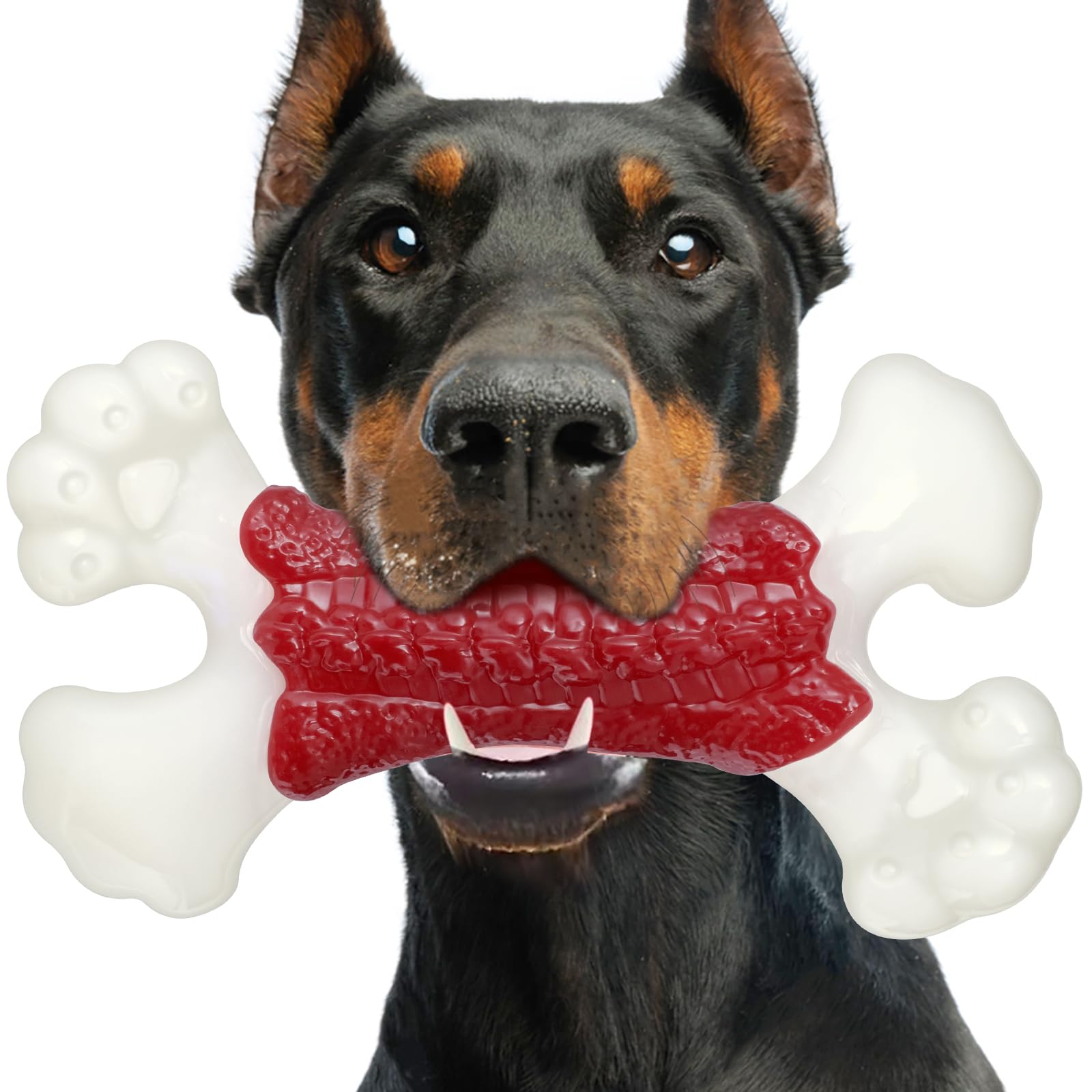 Zinbo Dog Toys for Aggressive Chewers, Dog Toys for Large Dogs, Indestructible Dog Bones for Aggressive Chewers, Tough and Durable Dog Chew Toy, Real Bacon & Beef Flavors