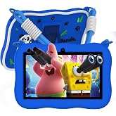 VASOUN 7 inch Kids Tablet with Lanyard, Android 13 with 32GB Toddler Tablet,WiFi, Dual Camera,Time Limits, Age Filters,Parental Controls,Kids Software Pre-Installed with Silicone Case (Blue)