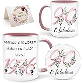Lingdeer 90th Birthday Gifts for Women Her, 1936 Vintage Birthday Coffee Mugs with Silicone Coaster, Fabulous 1936 Gifts Ideas for 90 Years Old Women Mom Sisters Grandma