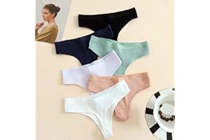 Women’s Thong Underwear – 6PCS Low Rise Breathable Comfortable T Panties, Sexy Bikini Briefs, Same Size in 6 Colors