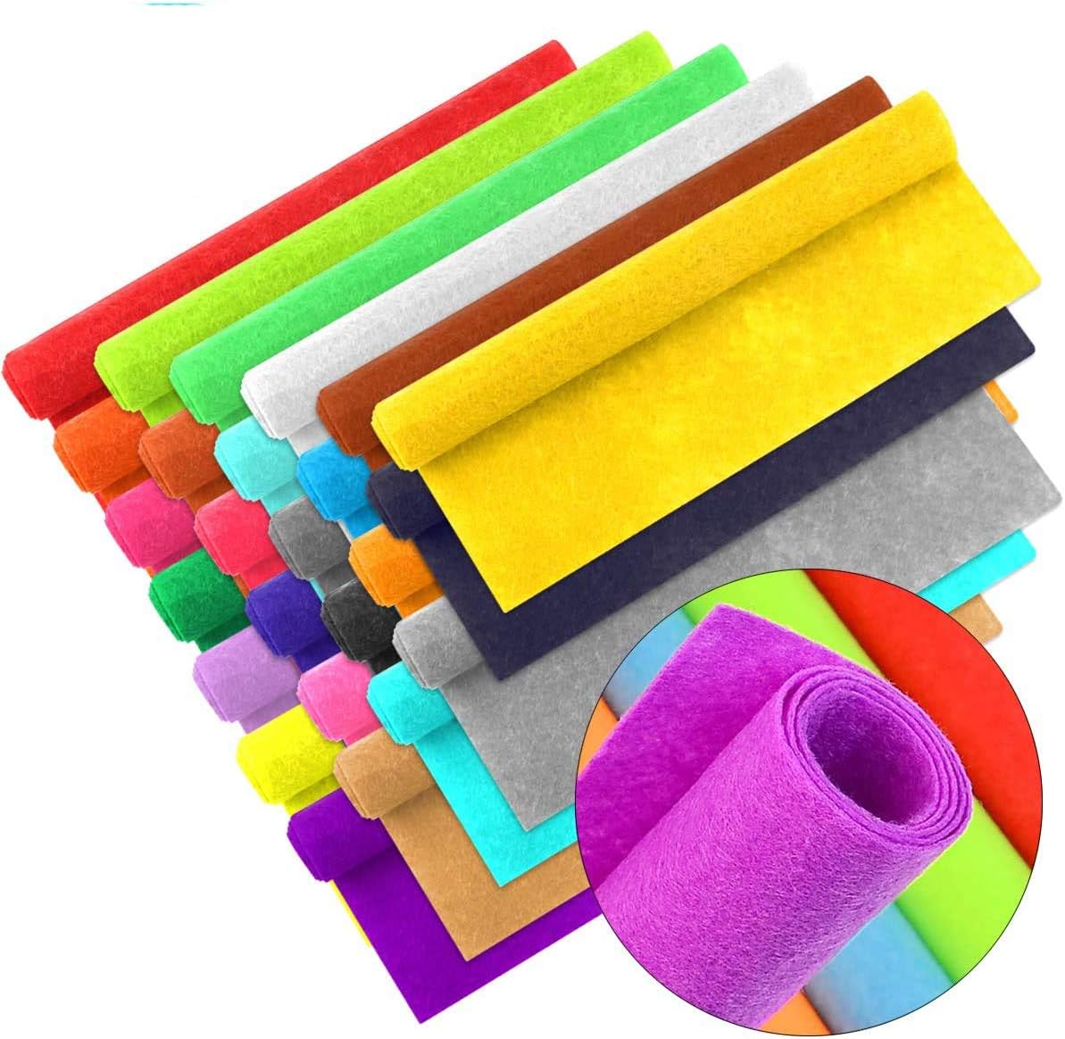 Amersumer 50PCS 8" x 12" (20cm x 30cm) Soft Felt Fabric Sheet Assorted Color Felt Pack DIY Craft Sewing Nonwoven Patchwork, Exercise Children's Practical Ability, 25 Colors