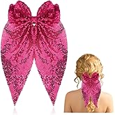 Sparkly Hair Bows for Women Girls Glitter Sequin Hair Bows Clips with Long Tail Bow Hair Clip Large Hair Bow Barrettes Bling Hair Accessories for Women Girls Christmas Birthday Party Hair Decorations