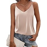 Ekouaer Women's V Neck Sleeveless Spaghetti Strap Cami Shirt
