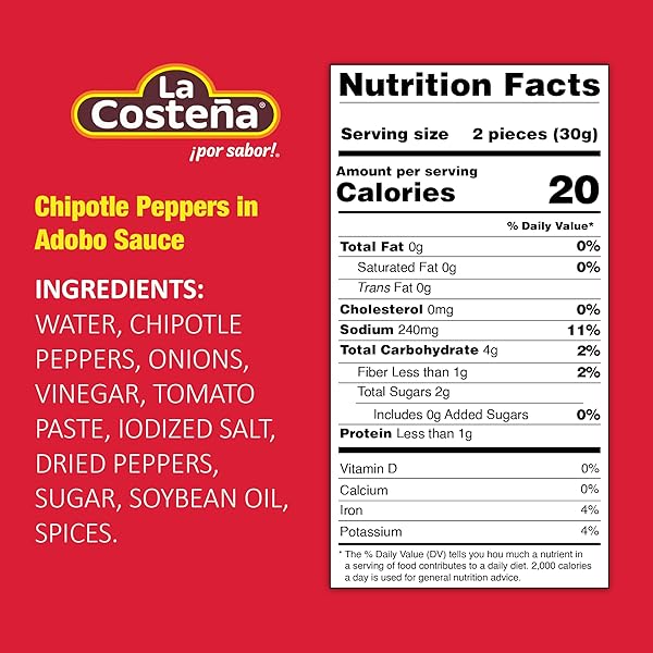 LA COSTEÑA CHIPOTLE PEPPERS IN ADOBO SAUCE, 12 OZ