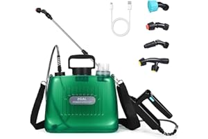 RUINOPAR Battery Powered Sprayer 2 Gallon,Powerful Electric Sprayer with 4 Mist Nozzles,Garden Sprayer with Retractable Wand & Adjustable Shoulder Strap,Water Sprayer for Spraying Plants,Garden Watering