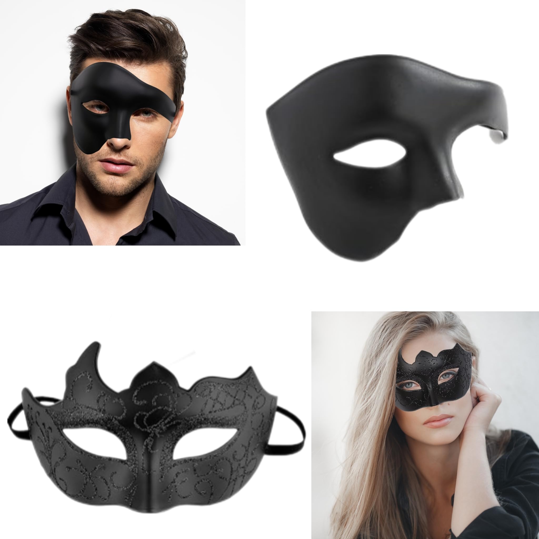 MSPEBEC Two Venetian Masks for Adults - Perfect for Masquerades, Carnival, Cosplay, Carnival and Masquerade Ball