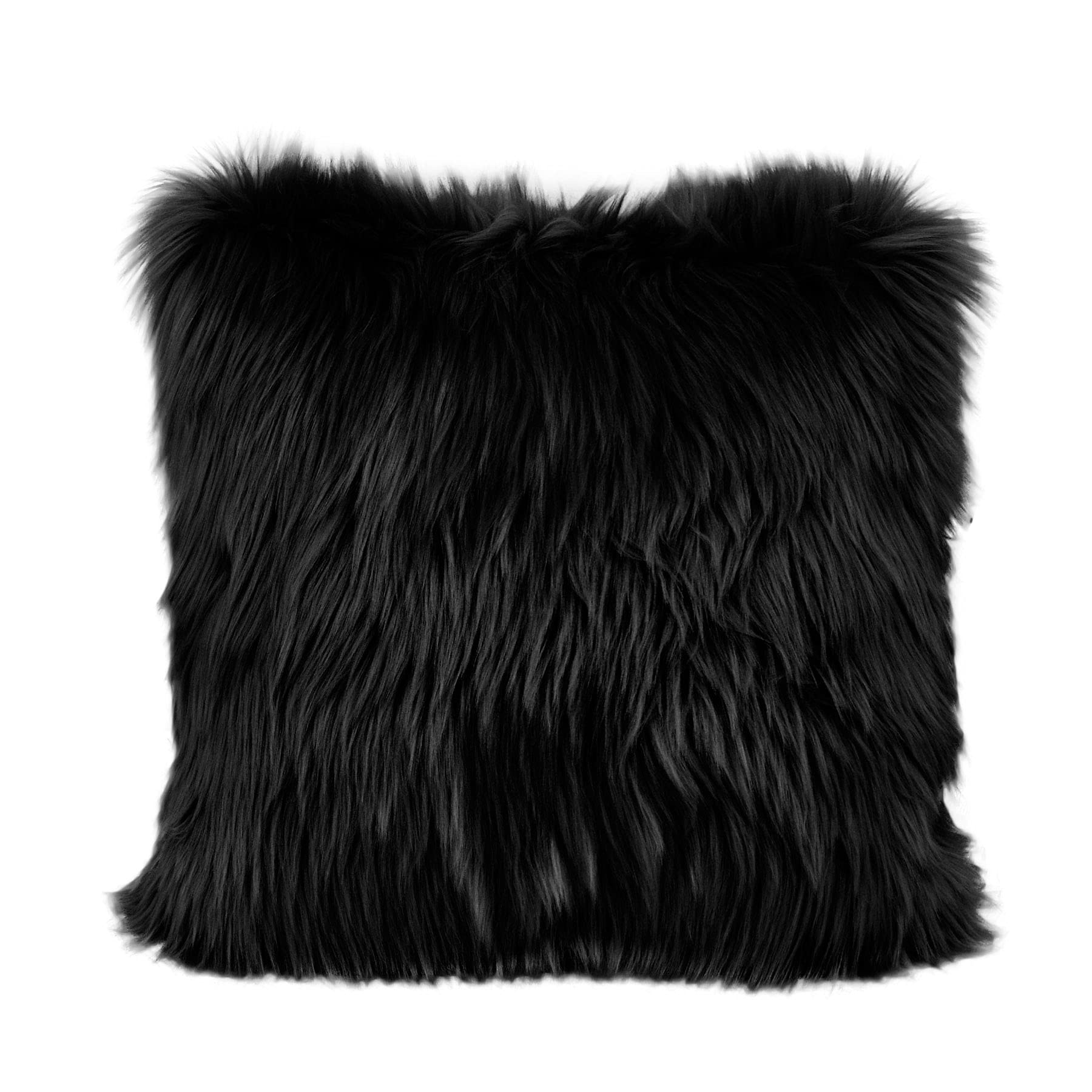 LIGICKY Luxury Series Soft Faux Fur Cushion Cover Decorative Square Plush Pillow Case Throw Pillow Cover for Couch Sofa Bed (Black, 16 x 16 Inch)