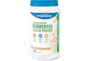 Progressive Harmonized Fermented Vegan Protein Powder Vanilla, Canadian Made 23 g Plant-Based Organic Non-GMO Protein with 2 