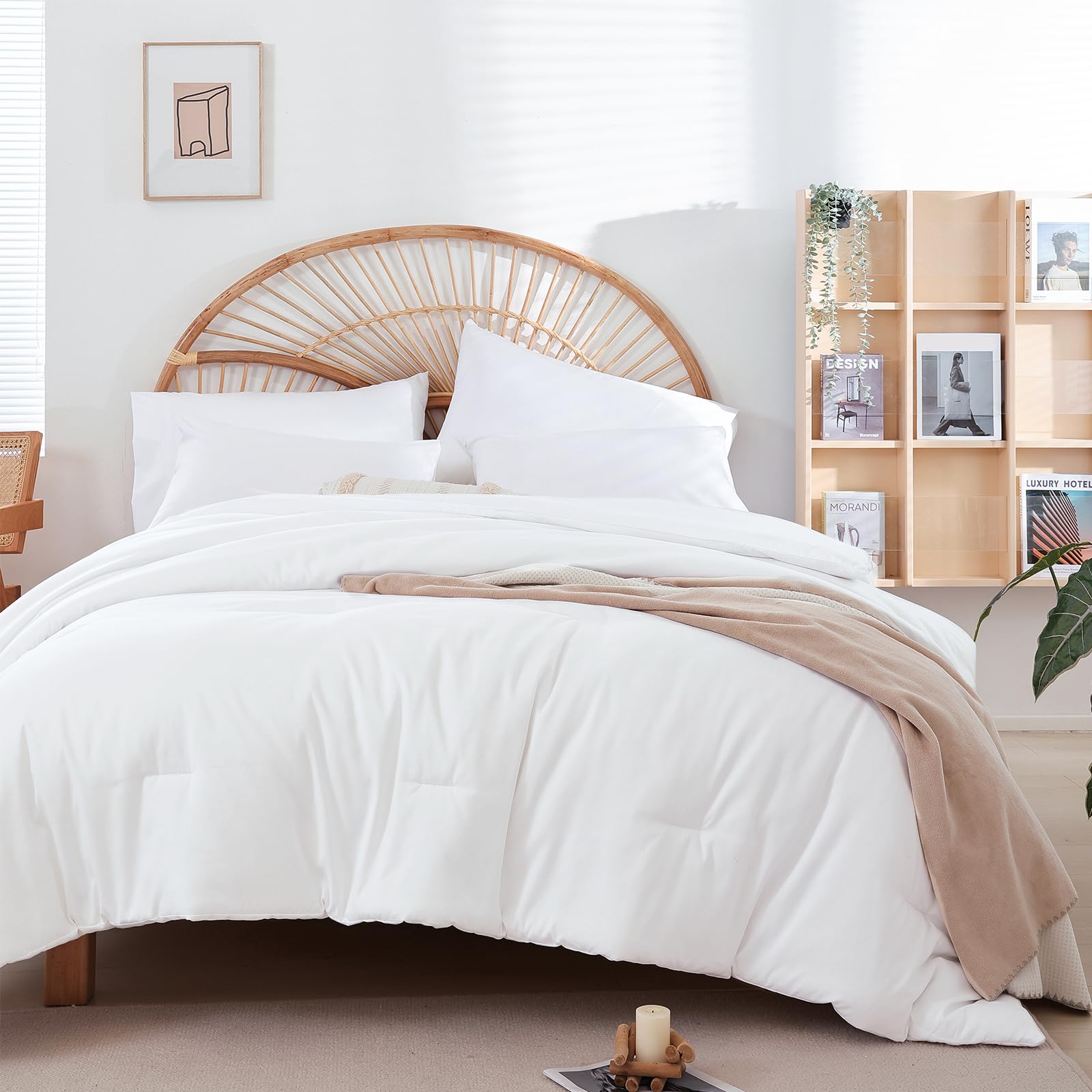 Photo 1 of weigelia Full Size Comforter White Modern 3PCS Microfiber Full Size Comforter Sets for All Season Comforter for Men, Women and Girls Soft Lightweight Bed Comforter Set