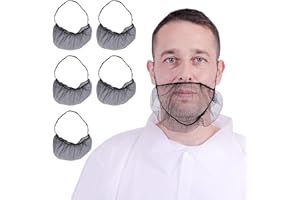 PAPABA 100Pcs Disposable Beard Net Breathable Heavy Duty Elastic Band Food Service Cooking Black Men Beard Guard Protector Me