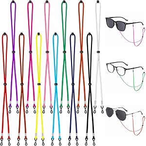 Auteonsa 12 PCS Glasses Chain for Women, Adjustable Eyeglass Lanyards, Sunglass Chains for Glasses Around Neck Women