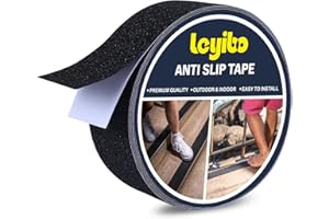 Leyibo Anti Slip Tape, 2 Inch x 42 Ft Grip Tape for Stairs Outdoor/Indoor, Waterproof Non Skid Roll for Stair Treads Non Slip, High Traction Friction Abrasive Adhesive Stair Steps - Black