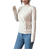MakeMeChic Women's Business Office Fall Sweaters Mock Neck Long Sleeve Wrap Knitted Pullover Tops