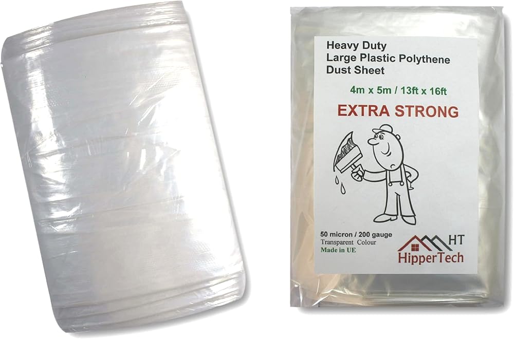 HipperTech Extra Strong 4m x 5m Large Plastic Dust Sheet 50 Micron Odorless