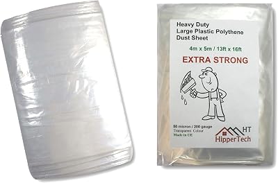 HipperTech Extra Strong 4m x 5m Large Plastic Dust Sheet 50 Micron Odorless