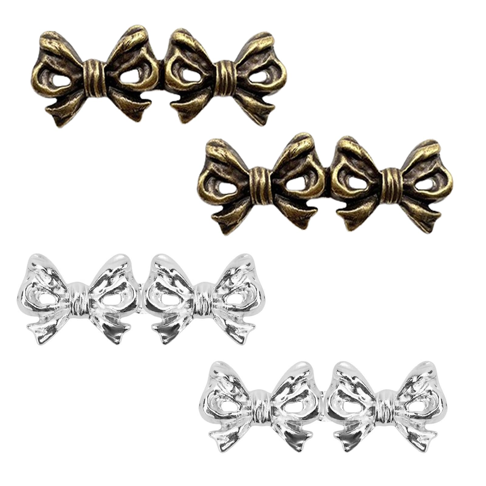 4 Pairs Bow Jeans Button Pins, Detachable Trouser Waist Tightener Adjustable Waist Buckle Tighten Waist Buttons No Sew Pants Waist Adjuster Clips for Loose Jeans Trousers