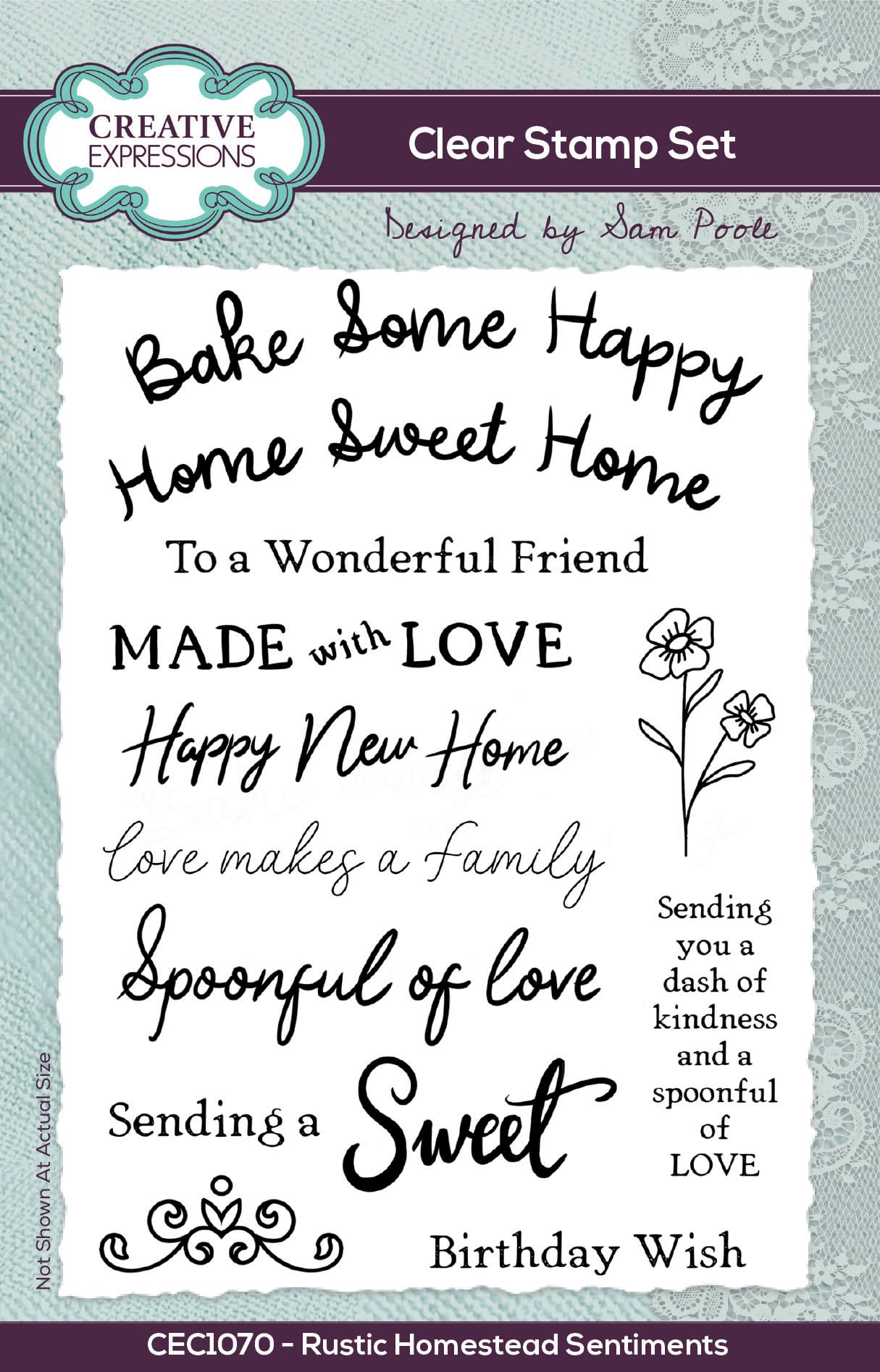 Sam Poole Creative Expressions Rustic Homestead Sentiments 4 in x 6 in Clear Stamp Set, 4 x 6 in