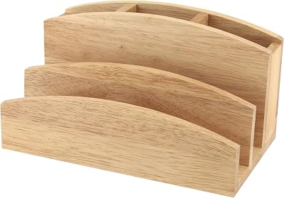 apollo The Housewares Brand Letter Rack Pen Tidy Hevea Wood Natural 23x14x12cm