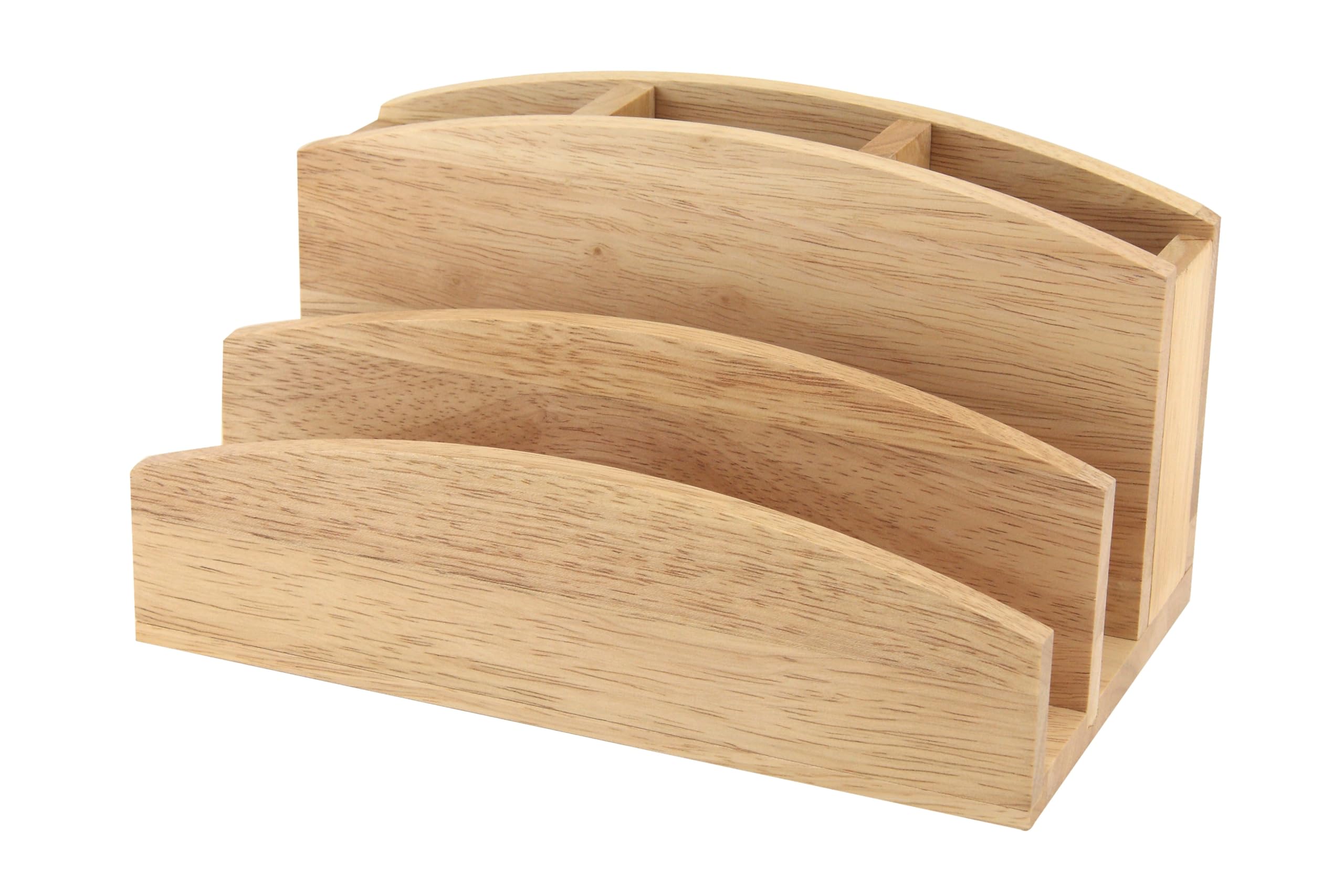apollo THE HOUSEWARES BRAND Letter Rack Pen Tidy, Organiser, Stand, Hevea Wood, Great Idea, Size: 23x14x12cm, Natural