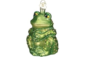 Old World Christmas Sitting Frog Glass Blown Ornament for Christmas Tree, Handcrafted Holiday Decoration, Wildlife Animal Collection
