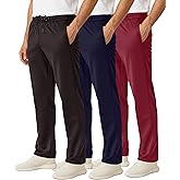 Real Essentials 3 Pack: Men's Mesh Open Bottom Sweatpants Gym Active Athletic Workout Casual Pants with Pockets (Big & Tall)