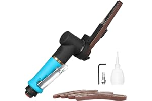 SHANTRA Air Belt Sander 3/8" x 13 inch Pneumatic Sander with 1/4" Air Inlet, Pneumatic Tool with 12pc Belts (40#,60#,80#,120#), Mini Air Belt Grinder Air Tool for Polishing Plastic Aluminium Iron Steel Metal