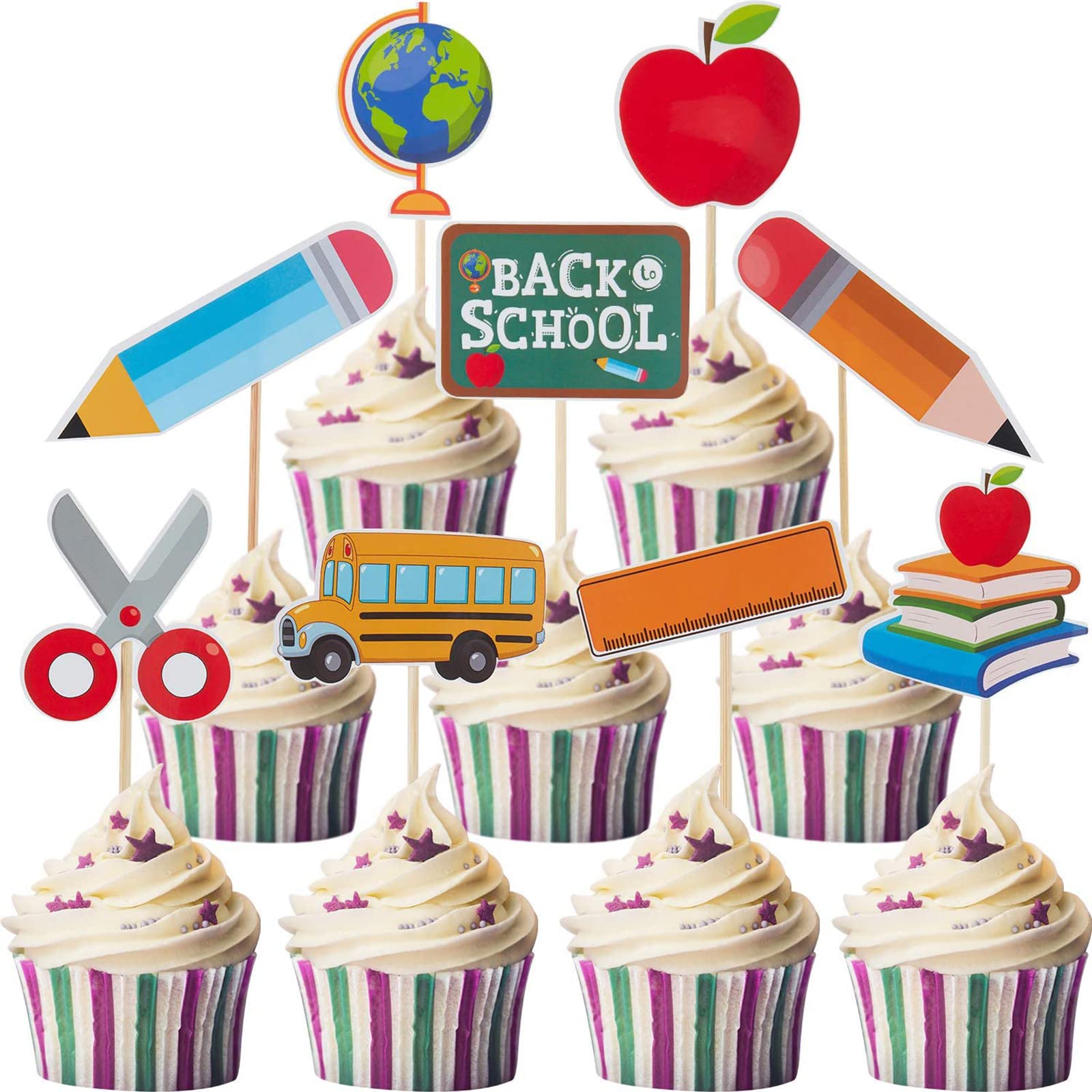 Photo 1 of 54 Pieces Back to School Cupcake Toppers First Day of School Cake Picks Welcome Class Toothpicks Welcome Party Decorations Teacher Presents Supplies School Activities Classroom Decor