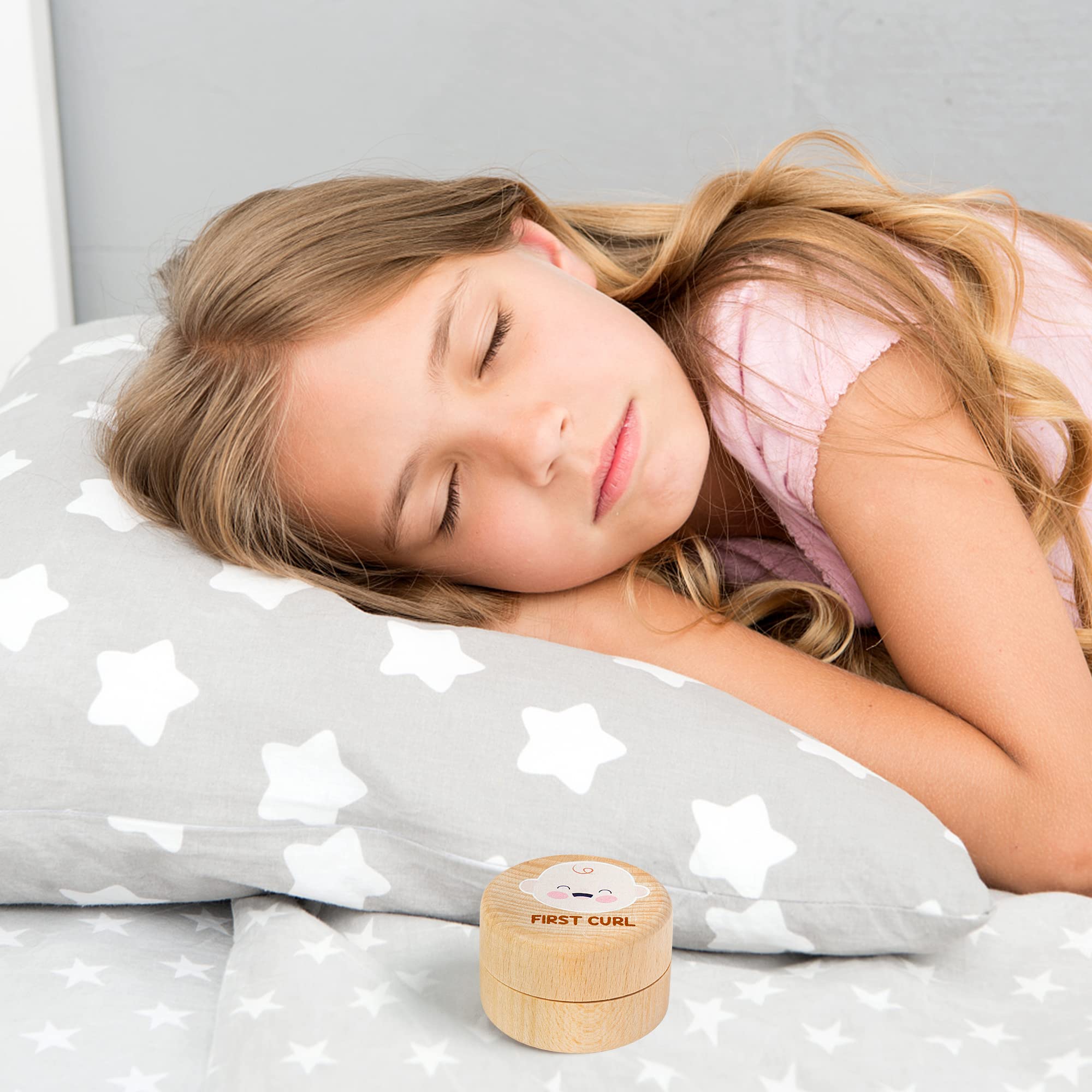 2Pcs Baby Keepsake Box for First Tooth and Curl, Wooden Tooth Fairy Box to Place Under Pillow Cute Haircut Keepsake Holder Baby Toddler Baby Shower Birthday Gift Boy Girl