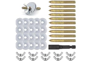 Mtxorvix 10 Sets Bird Cage Screws, 20 Washers, 10 Screws, 10 Wing Nuts, 1 Drill Tool, Iron, Silver, Bird Accessories, DIY
