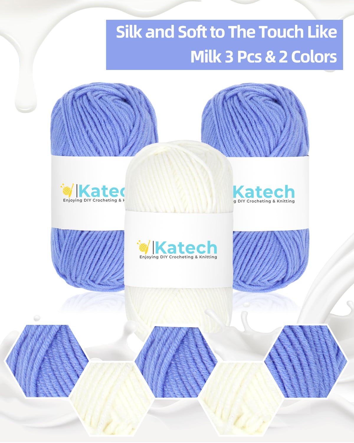 Katech Crochet Kit for Beginners - Striped Tote Bag Set Includes Yarn, Hooks, Step-by-Step Guide, Needles & Accessories - Adults & Kids Crochet Starter Gift