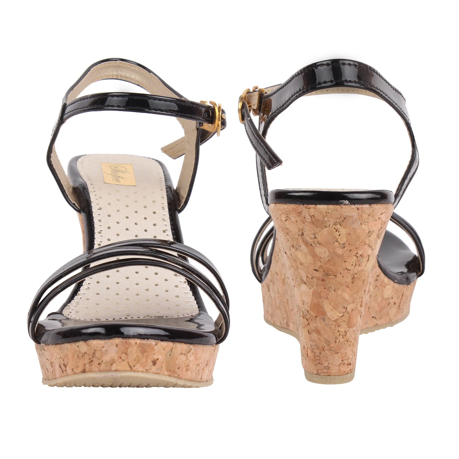 shofiee women's stylish leather & cork sole,trendy casual wedges heels