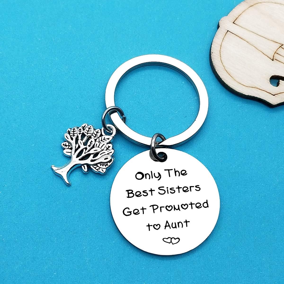 Huwujiu New Auntie Gifts for Sisters Friend Only the Best Sisters Get Promoted to Aunt Keyring New Auntie Keyring Gifts Aunt-to-be Gifts Pregnancy Announcement Gifts for Sister - Image 3