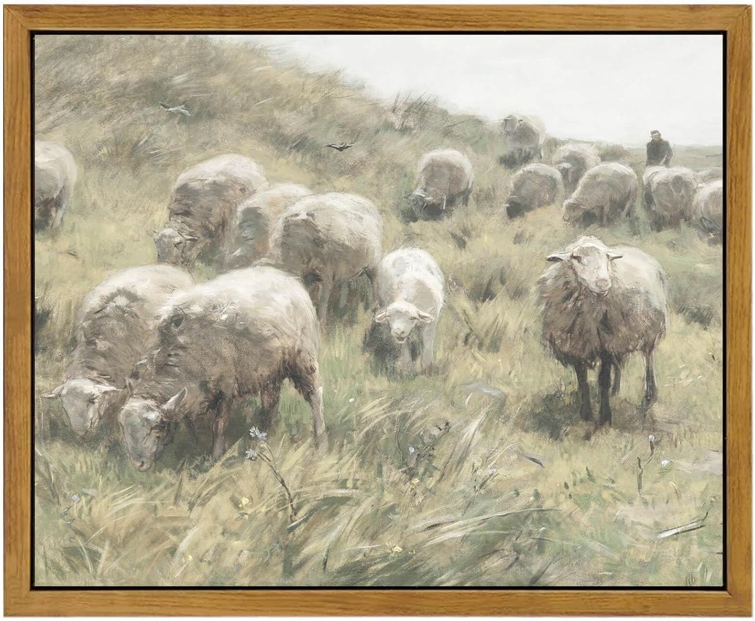 Wall Décor - WITCOLOR Framed Canvas Wall Art, 8×10in Vintage Wall Art Decor for Living Room Nature Landscape Farmhouse Wood Wall Art Prints Classical Scenery Painting for Bedroom Office Home Decoration