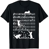 Cute Cat Kitty Playing Music Clef Piano Musician Art T-Shirt