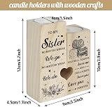 Niyewsor Heart Shaped Candle Holders for Sisters, Pine Wood Gift Set view 3