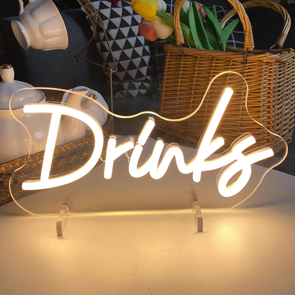 Photo 1 of Drinks Table Number Neon Sign Desk Lamp Night Light Wedding Letter LED Neon Sign Wedding Table Decorations Neon Light Shop Bedroom Home Room Decor Christmas Party Warm White USB 30×12.7CM