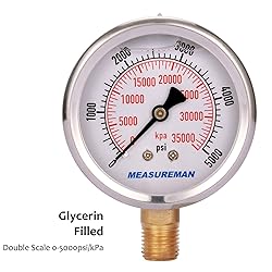 MEASUREMAN 2-1/2inch Dial Size, Liquid Filled